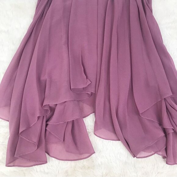 GIANNI BINI Shay Low Cut Pleated Midi Dress Long Sleeve Mauve Purple Sz 2 4 New - Picture 8 of 14